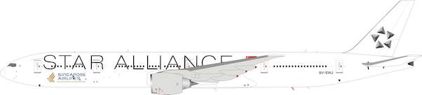 Boeing 777-300ER Singapore Airlines Star Alliance 9V-SWJ with stand WB-777-3-013