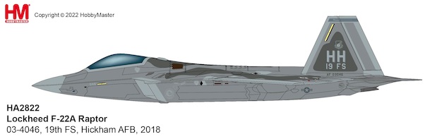 F22A Raptor USAF, 03-4046/HH, 19th FS, Hickam AFB, 2018  HA2822