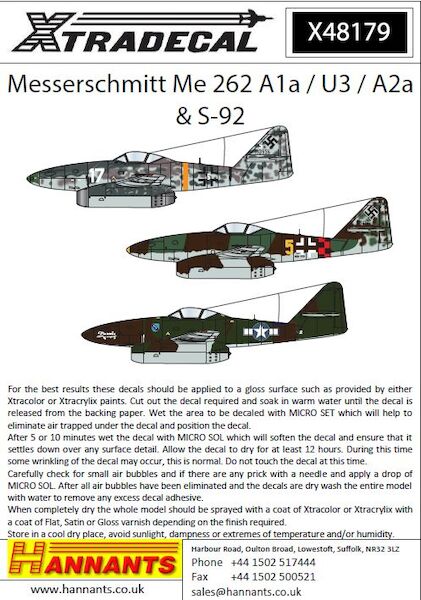 Messerschmitt Me 262A1a/U3/A2A/S93 X48179