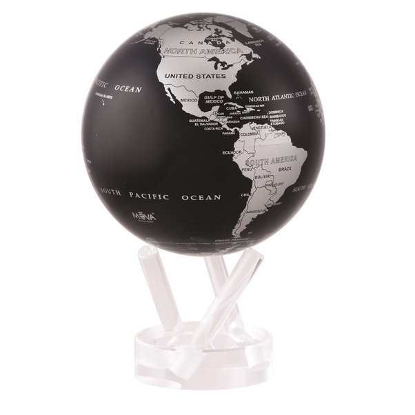MOVA rotating globe: Silver and Black Metallic MG-45-SBE