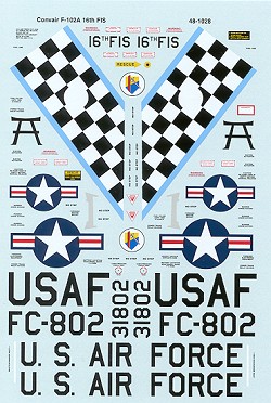 48-1028 Convair F102A Delta Dagger with Case W Wing (16FIS) 48-1028
