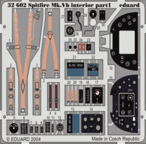 Self Adhesive Detailset Spitfire MkVb Interior (Hasegawa) E32-602