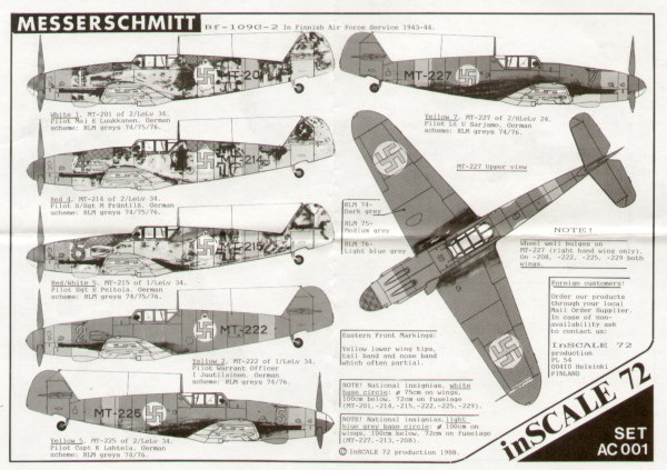 Messerschmitt BF109G-2 (Finnish AF 1943-1944) AC001