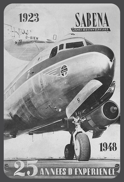 SABENA Lignes Aeriennes Belges DC-4 1923-1948 Vintage metal poster metal sign AV0026