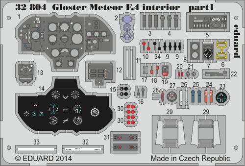 Detailset Gloster Meteor F4 Interior Self adhesive (HK models) E32-804