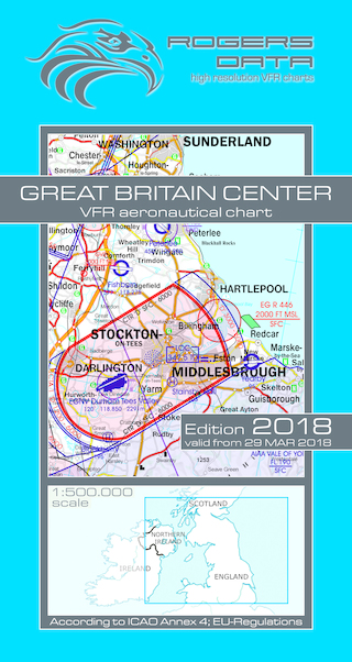 VFR aeronautical chart Great Britain Center 2018 ROGERS-GB-C