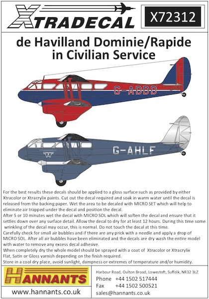 De Havilland DH89 Dominie/Rapide in Civil Service (6) X72312