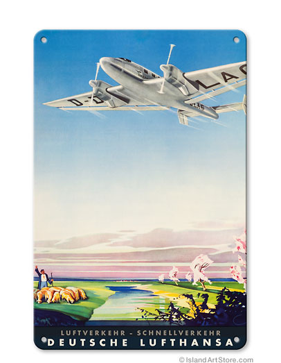 Fast Air Transport (Luftverkehr Schnellverkehr) - Deutsche Lufthansa - German Airways - c. 1932 Vintage metal poster metal sign MTSA4650