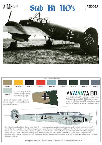 Stab Messerschmit BF110's (22 options) 72D025
