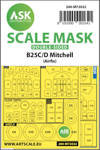 Masking Set B25C/D Mitchell (Airfix) Double Sided sided 200-M72022