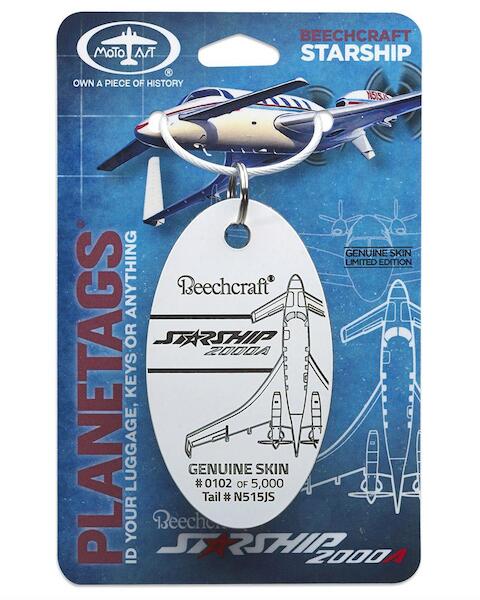Keychain made of real aircraft skin: Beechcraft Starship 200A N515JS 0670087938697