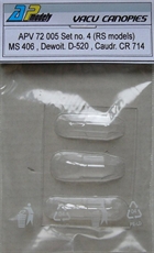 Canopy Set No 4 for: RS Morane Saulnier MS406, Dewoitine D,520, Caudron 714 APV72005