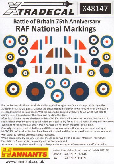 Battle of Britain 75th anniversary RAF Mational Markings X48147