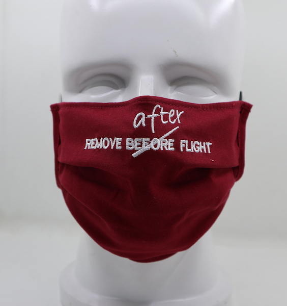 Aviation Face Mask Remove AFTER Flight (red) square form MASK-SQ-RAFRED