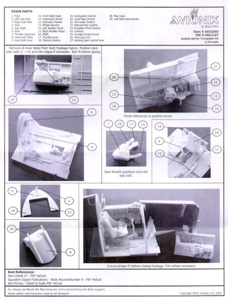 Grumman F6F-5 Hellcat resin cockit seat for Trumpeter av32050