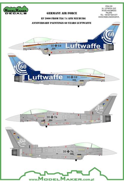 Eurofighter Typhoon 60 Years Luftwaffe TLG 74 mask + decal MMD-32080