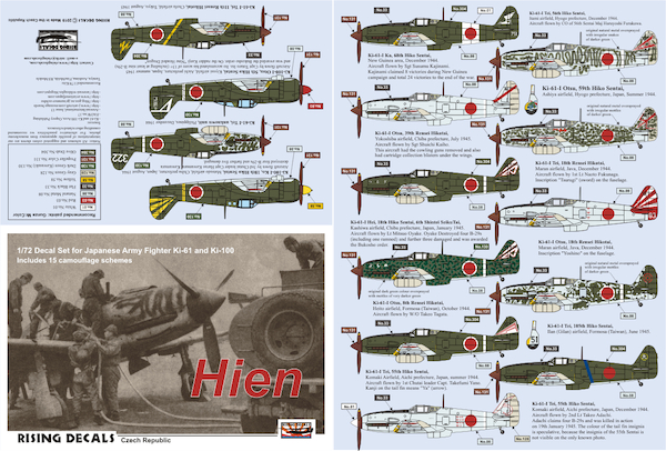 Ki61 and Ki100 Hien incl. 15 Camouflage Schemes rd72-083