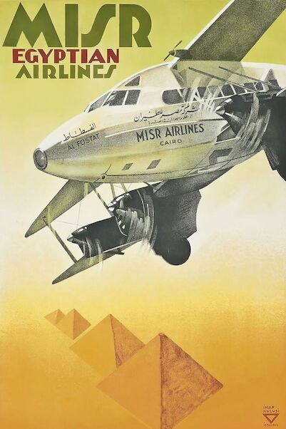 Misr Egyptian Airlines - DH86 Express Vintage metal poster metal sign