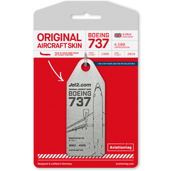 Keychain made of real aircraft skin: Boeing 737-300 Jet2 G-CELH G-CELH