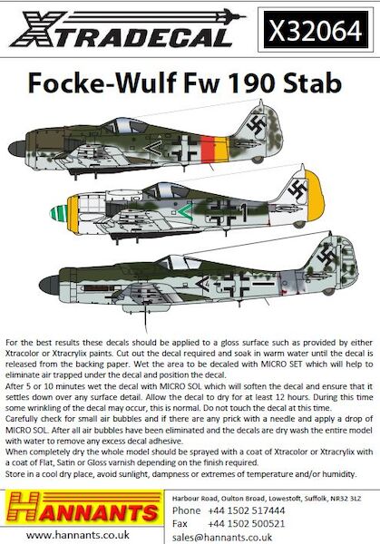 Details about   Xtra Decals 1/48 FOCKE WULF Fw-190 Stab Part 1 