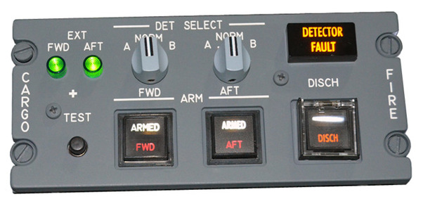 B737 Fire Cargo Panel, IDC version (Backlite power: 2,4 to 2,9 volts) 5T4