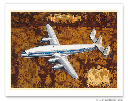 Lockheed L-1049 Super Constellation Aircraft - Air France Vintage metal poster MTSA3681