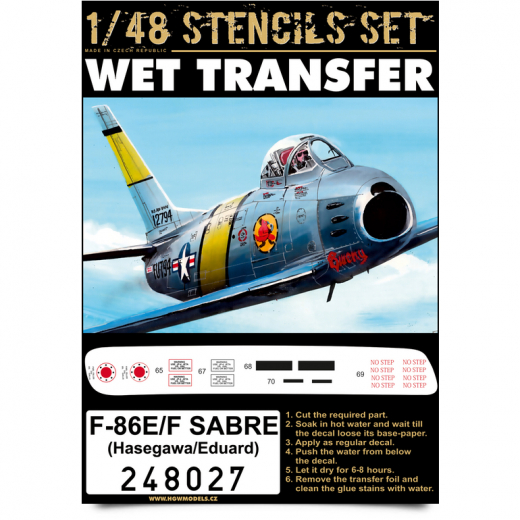Wet Transfer stencils for F86F Sabre (Hasegawa/Eduard) HGW248027