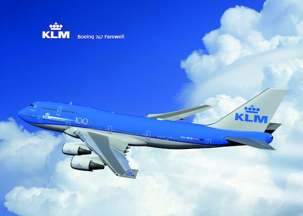 KLM Boeing 747-400 PH-BFW in flight on aluminum sandwich plate KL747 FAREWELL