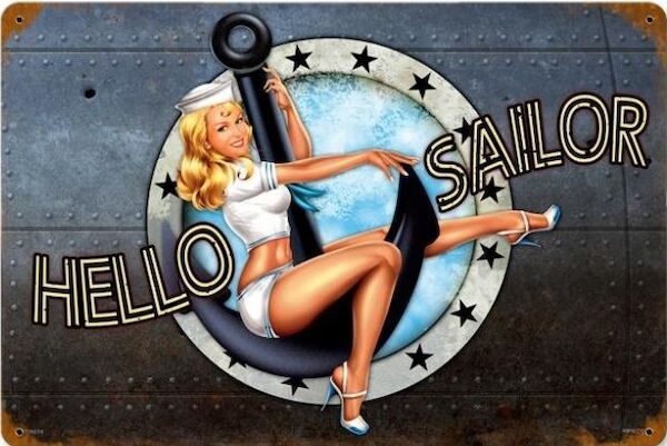 Hello Sailor Metal Sign - pin up PTS-LETH074