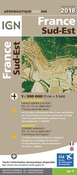 ICAO chart France 944 South East (Sud-Est) Edition 2018 IGN-944
