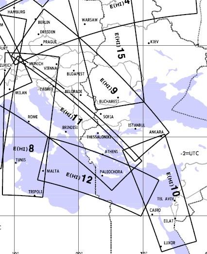 High Altitude Enroute Chart Europe HI 9/10: Czech, Hungary, Romania, Bulgaria,West Turkey, Egypt E-HI-9-10