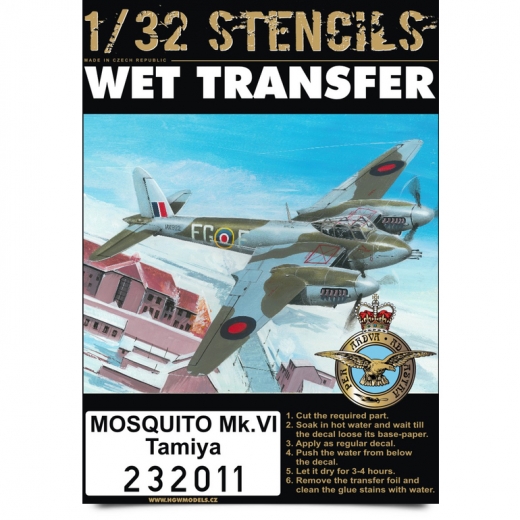 Wet Transfer stencils and markings for Mosquito Mk.VI (Tamiya) HGW232011