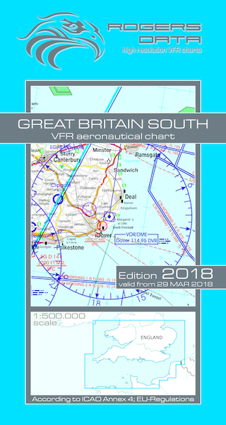 VFR aeronautical chart Great Britain South 2018 ROGERS-GB-S