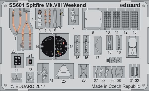 Detailset Spitfire MKVIII (Eduard - weekend) SS601