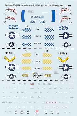72-865 P38J/L lightnings (44FS/18FG, 433FS/375FG) 72-865