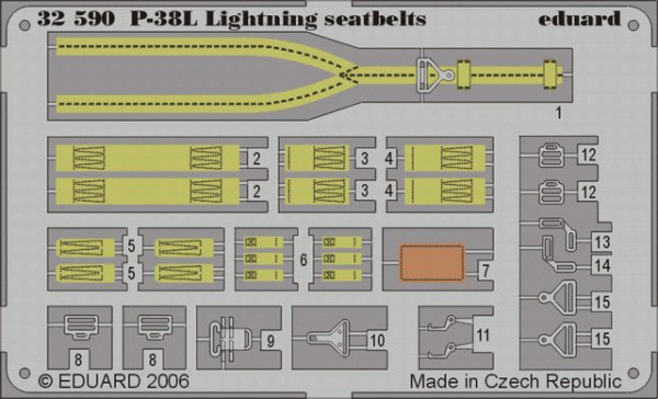 Detailset Lockheed P38L Lightning Seatbelts (Trumpeter) E32-590