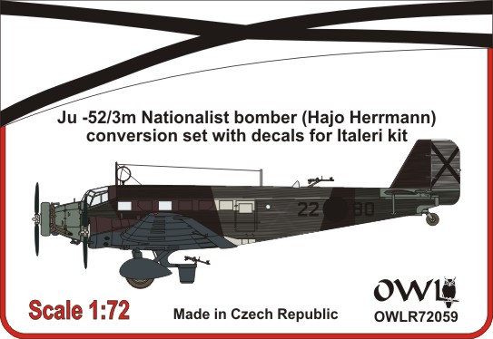 Junkers Ju52/3m Spanish Nationalist bomber (Hajo Herrmann) Conversion with Decals (Italeri) OWLR72059