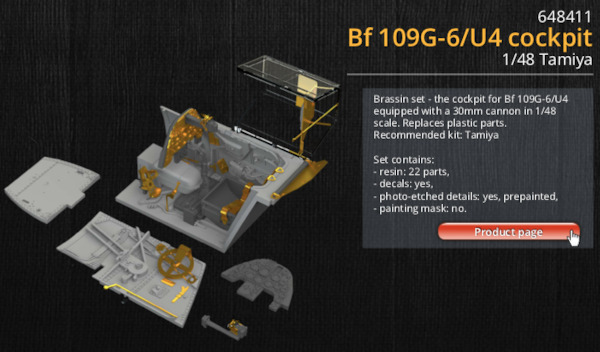 Messerschmitt BF109G-6/U4 Cockpit set (Tamiya) E648411