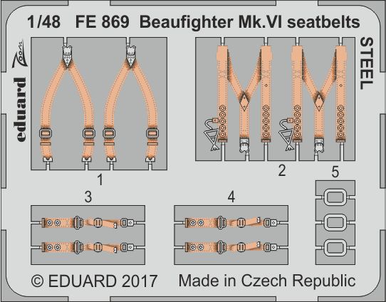 Detailset Beaufighter MKVI Seatbelts -steel- (Tamiya) FE869