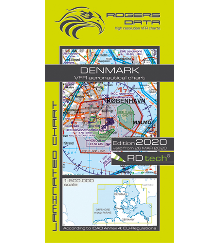 VFR aeronautical chart Denmark 2020 ROGERS-DENMARK