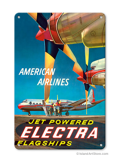 American Airlines - Jet Powered Electra Flagships - Lockheed L-188s Vintage metal poster MTSA4056