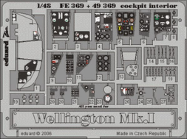 Detailset Vickers Wellington MK1 cockpit Interior (Trumpeter) FE369