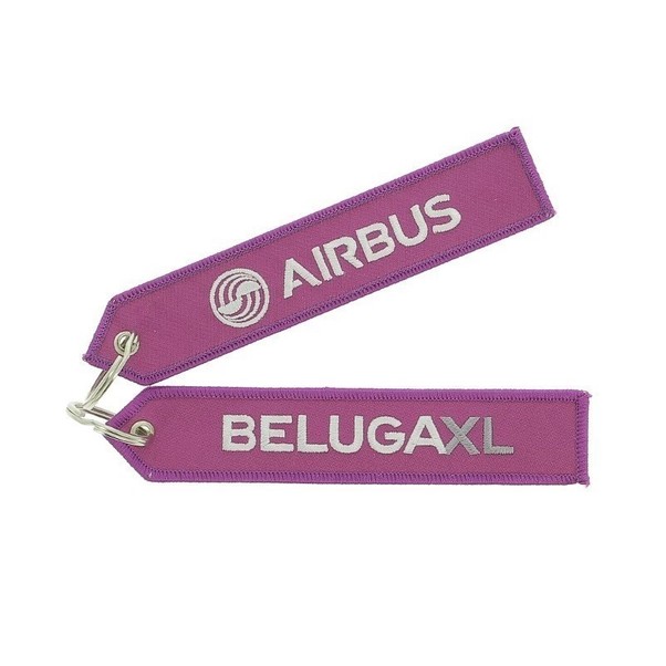 Keyholder (fuhsia) with `BELUGAXL ` on one side and `AIRBUS' and Airbus logo on other side RBF-BELUGAXL