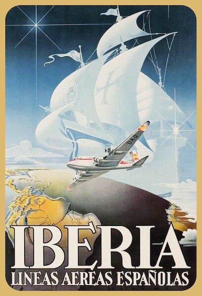 Iberia - Lineas Aereas Espanolas DC-4 Skymaster Vintage metal poster metal sign  AV0007