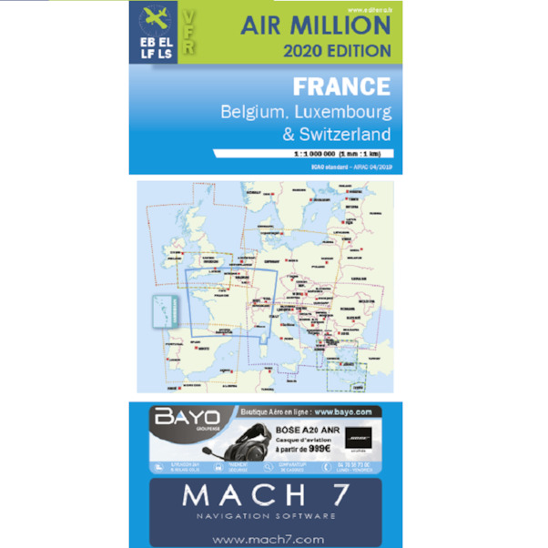 France: VFR Chart France Day Air Million 2020 (includes Belgium, Luxembourg and Switzerland airspace) 3760249830253