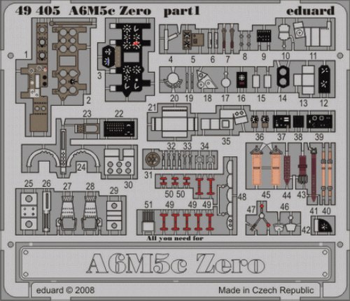 Detailset Mitsubishi A6M5c Zero Self Adhesive (Hasegawa) e49-405