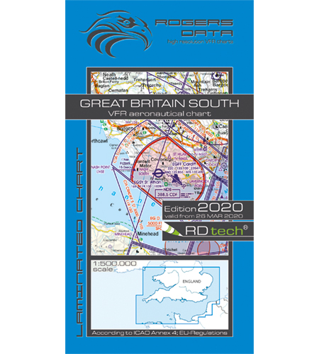 VFR aeronautical chart Great Britain South 2020 ROGERS-GB-S