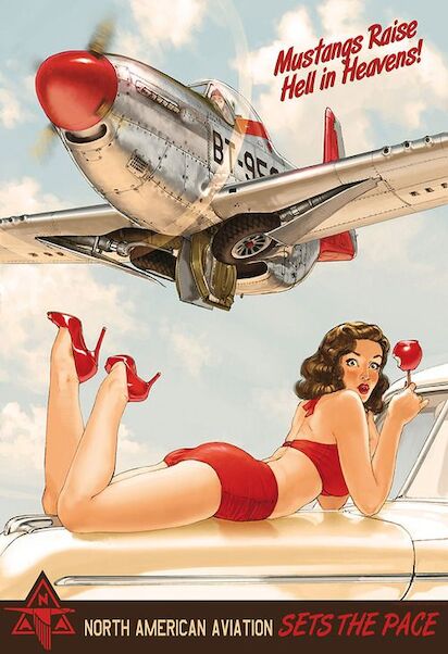 Mustangs raise hell in Heaven pin up metal poster North American Aviation sets the pace YD6794DI