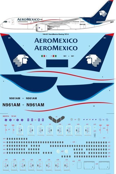 Boeing 787 8 Aeromexico Two Six Decals 144 617
