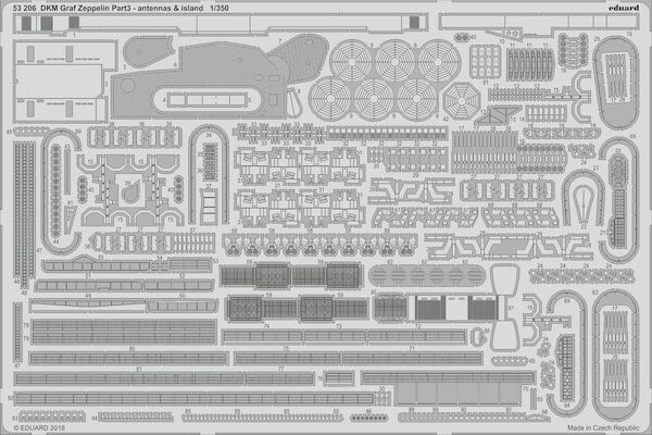 Detailset Graf Zeppelin Carrier Part3: Antenna's and Island (Trumpeter) E53-206
